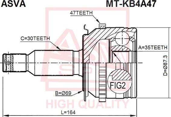 ASVA MT-KB4A47 - Birləşmə dəsti, ötürücü val furqanavto.az