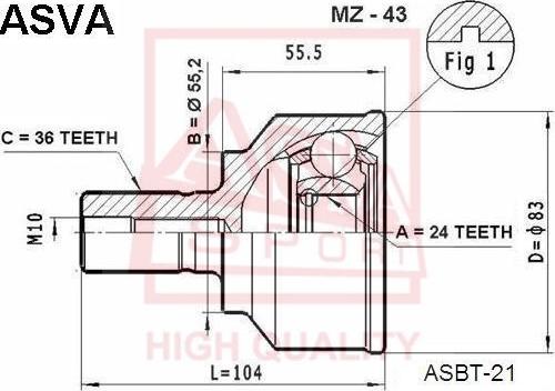 ASVA MZ-43 - Birləşmə dəsti, ötürücü val furqanavto.az