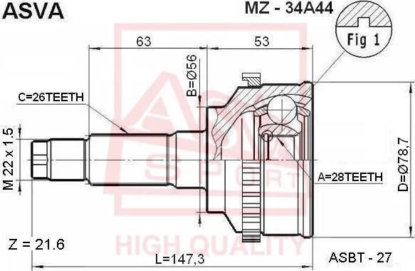 ASVA MZ-34A44 - Birləşmə dəsti, ötürücü val furqanavto.az