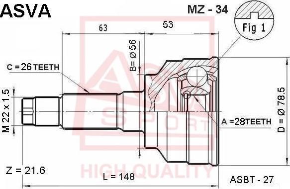 ASVA MZ-34 - Birləşmə dəsti, ötürücü val furqanavto.az