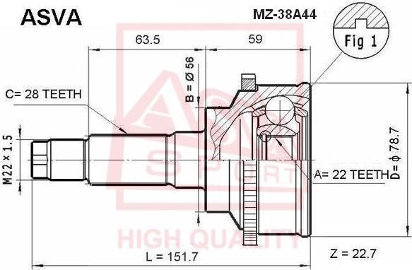 ASVA MZ-38A44 - Birləşmə dəsti, ötürücü val furqanavto.az