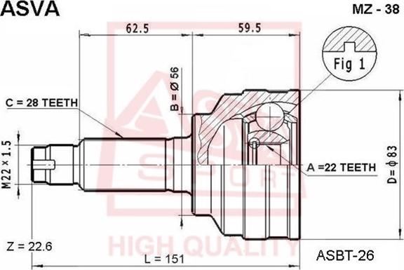 ASVA MZ-38 - Birləşmə dəsti, ötürücü val furqanavto.az