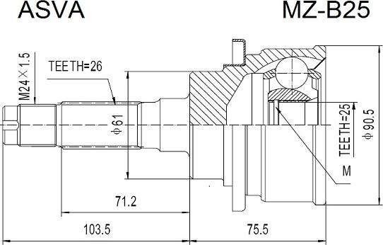 ASVA MZ-B25 - Birləşmə dəsti, ötürücü val furqanavto.az