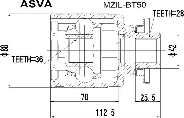 ASVA MZIL-BT50 - Birləşmə dəsti, ötürücü val furqanavto.az