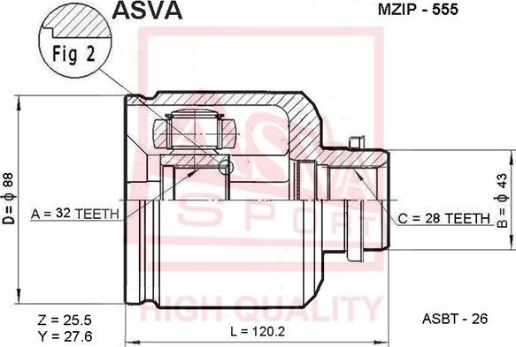 ASVA MZIP-555 - Birləşmə dəsti, ötürücü val furqanavto.az