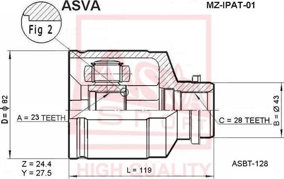 ASVA MZ-IPAT-01 - Birləşmə dəsti, ötürücü val furqanavto.az