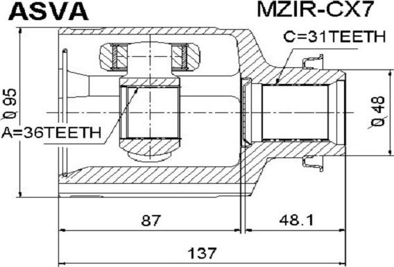 ASVA MZIR-CX7 - Birləşmə dəsti, ötürücü val furqanavto.az