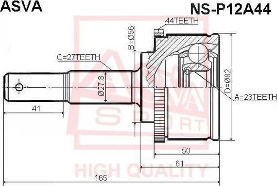 ASVA NS-P12A44 - Birləşmə dəsti, ötürücü val furqanavto.az