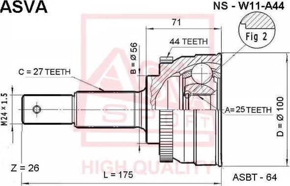 ASVA NS-W11A44 - Birləşmə dəsti, ötürücü val furqanavto.az