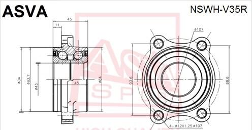 ASVA NSWH-V35R - Təkər Qovşağı furqanavto.az