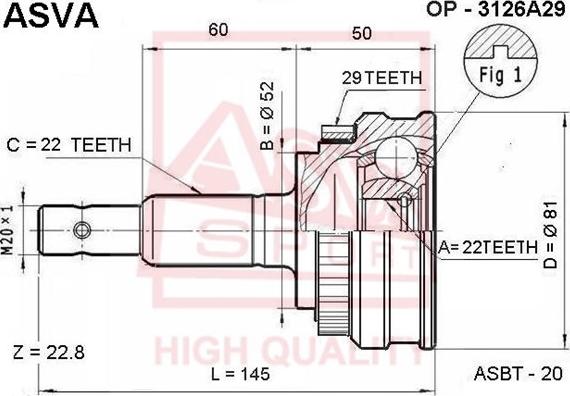 ASVA OP-3126A29 - Birləşmə dəsti, ötürücü val furqanavto.az