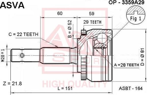 ASVA OP-3359A29 - Birləşmə dəsti, ötürücü val furqanavto.az