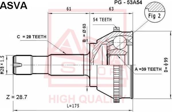 ASVA PG-53A54 - Birləşmə dəsti, ötürücü val furqanavto.az