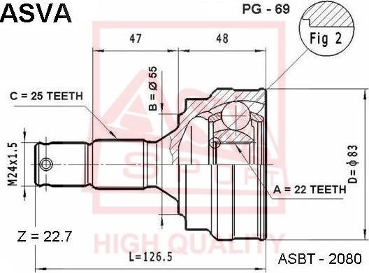 ASVA PG-69 - Birləşmə dəsti, ötürücü val furqanavto.az