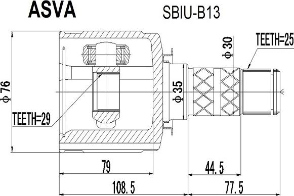 ASVA SBIU-B13 - Birləşmə dəsti, ötürücü val furqanavto.az