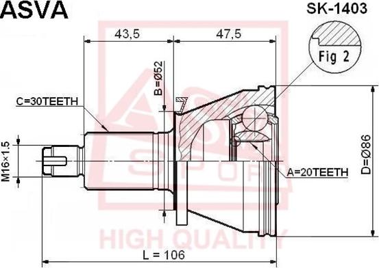 ASVA SK-1403 - Birləşmə dəsti, ötürücü val furqanavto.az