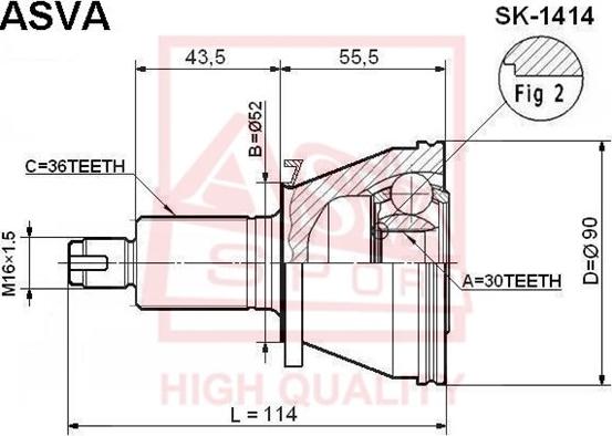 ASVA SK-1414 - Birləşmə dəsti, ötürücü val furqanavto.az