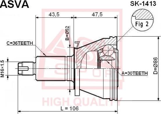 ASVA SK-1413 - Birləşmə dəsti, ötürücü val furqanavto.az