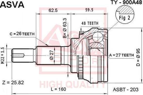 ASVA TY-900A48 - Birləşmə dəsti, ötürücü val furqanavto.az