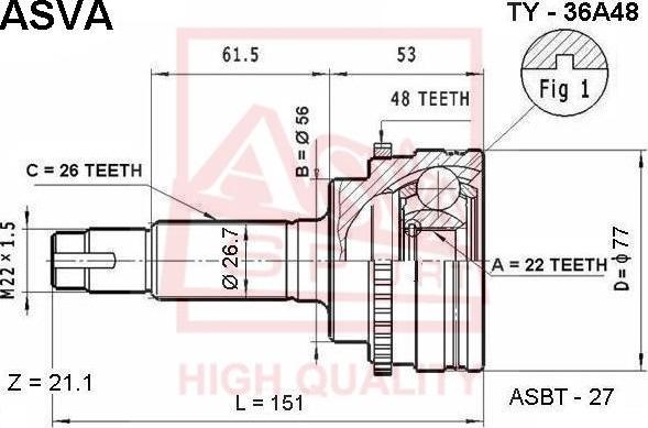 ASVA TY-36A48 - Birləşmə dəsti, ötürücü val furqanavto.az