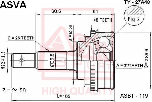 ASVA TY-27A48 - Birləşmə dəsti, ötürücü val furqanavto.az