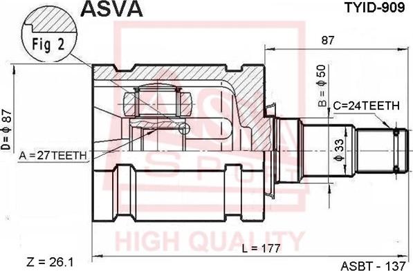 ASVA TYID-909 - Birləşmə dəsti, ötürücü val furqanavto.az