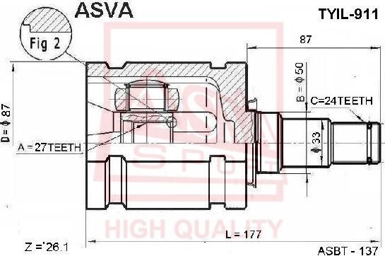 ASVA TYIL-911 - Birləşmə dəsti, ötürücü val furqanavto.az