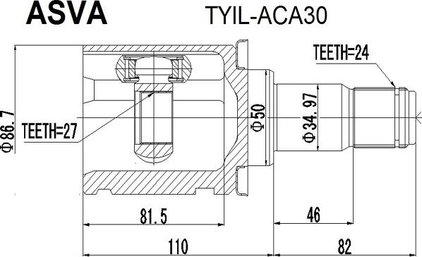ASVA TYIL-ACA30 - Birləşmə dəsti, ötürücü val furqanavto.az