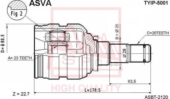 ASVA TYIP-5001 - Birləşmə dəsti, ötürücü val furqanavto.az