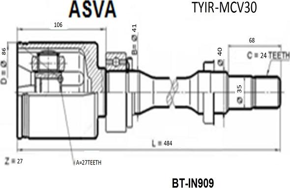 ASVA TYIR-MCV30 - Birləşmə dəsti, ötürücü val furqanavto.az