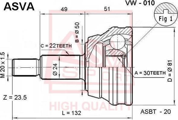 ASVA VW-010 - Birləşmə dəsti, ötürücü val furqanavto.az