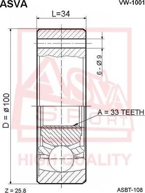 ASVA VW-1001 - Birləşmə dəsti, ötürücü val furqanavto.az