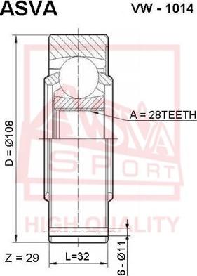 ASVA VW-1014 - Birləşmə dəsti, ötürücü val furqanavto.az