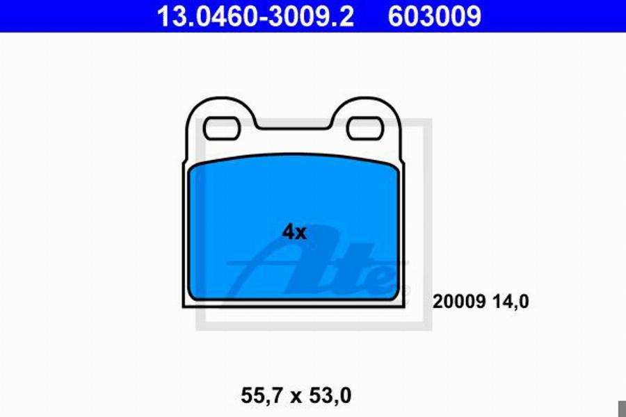 ATE 603009 - Əyləc altlığı dəsti, əyləc diski furqanavto.az