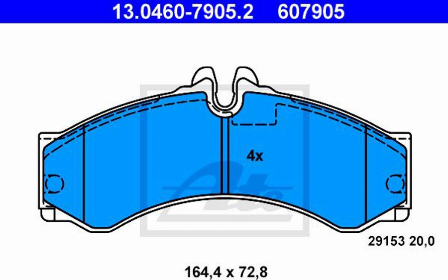 ATE 607905 - Əyləc altlığı dəsti, əyləc diski furqanavto.az