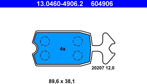 ATE 13.0460-4906.2 - Əyləc altlığı dəsti, əyləc diski furqanavto.az