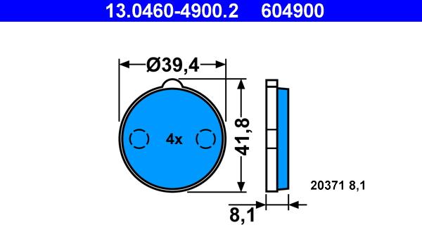 ATE 13.0460-4900.2 - Əyləc altlığı dəsti, əyləc diski furqanavto.az