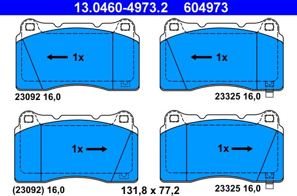 ATE 13.0460-4973.2 - Əyləc altlığı dəsti, əyləc diski furqanavto.az