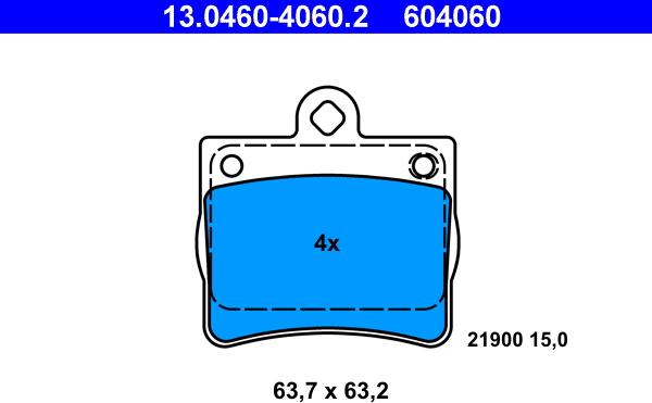 ATE 13.0460-4060.2 - Əyləc altlığı dəsti, əyləc diski www.furqanavto.az