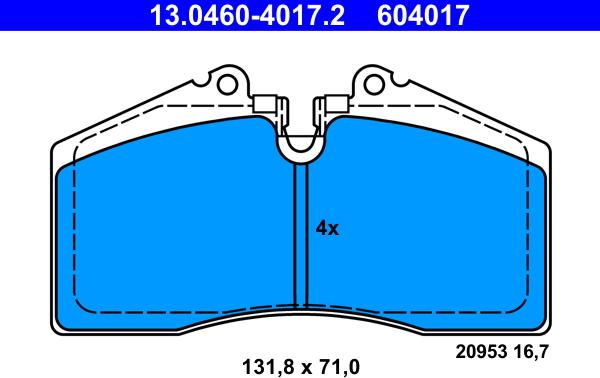 ATE 13.0460-4017.2 - Əyləc altlığı dəsti, əyləc diski furqanavto.az