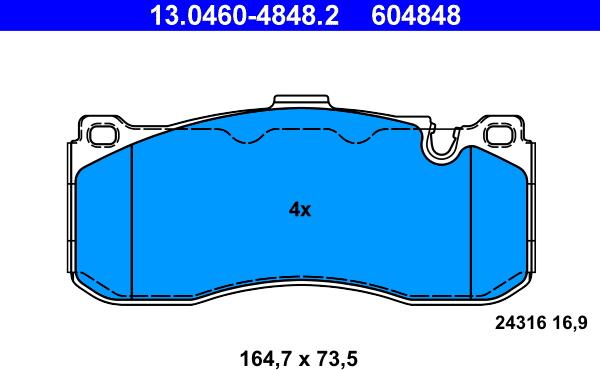 ATE 13.0460-4848.2 - Əyləc altlığı dəsti, əyləc diski furqanavto.az