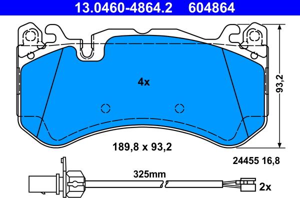 ATE 13.0460-4864.2 - Əyləc altlığı dəsti, əyləc diski furqanavto.az