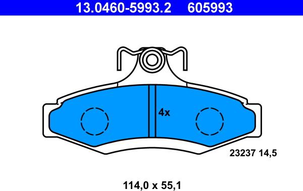 ATE 13.0460-5993.2 - Əyləc altlığı dəsti, əyləc diski www.furqanavto.az