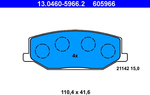 ATE 13.0460-5966.2 - Əyləc altlığı dəsti, əyləc diski furqanavto.az