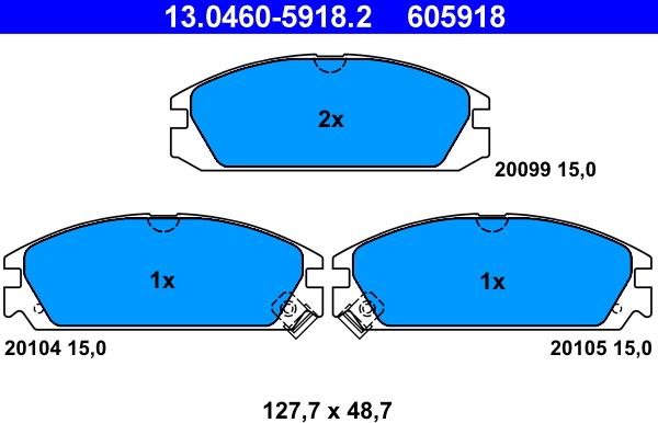 ATE 13.0460-5918.2 - Əyləc altlığı dəsti, əyləc diski furqanavto.az