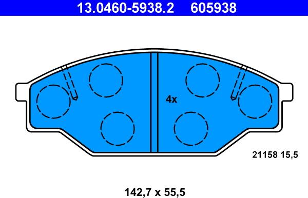 ATE 13.0460-5938.2 - Əyləc altlığı dəsti, əyləc diski furqanavto.az