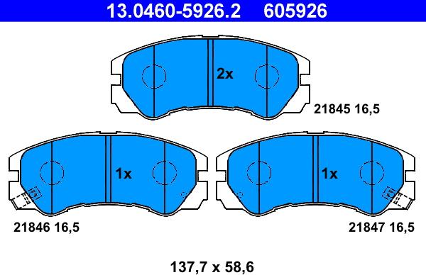 ATE 13.0460-5926.2 - Əyləc altlığı dəsti, əyləc diski furqanavto.az