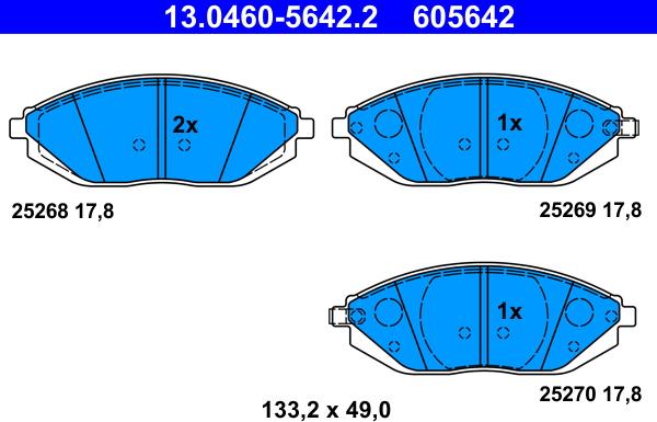 ATE 13.0460-5642.2 - Əyləc altlığı dəsti, əyləc diski furqanavto.az