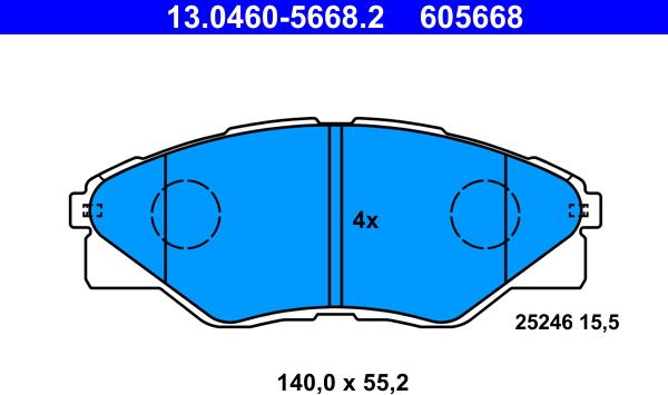 ATE 13.0460-5668.2 - Əyləc altlığı dəsti, əyləc diski furqanavto.az