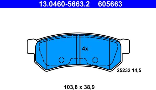 ATE 13.0460-5663.2 - Əyləc altlığı dəsti, əyləc diski furqanavto.az